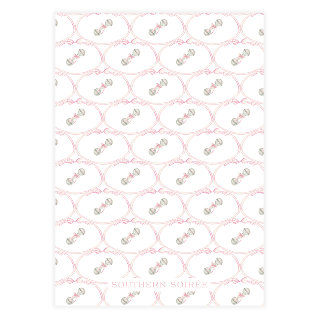 Heirloom Moments Pink Rattle Invitation