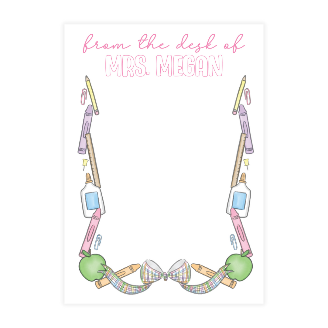 Pastel School Supply Frame Notepad