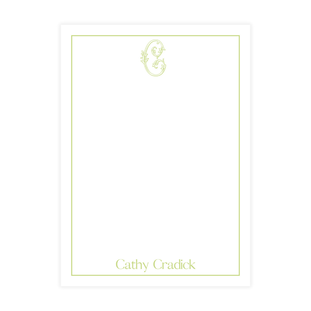 Green Vine Monogram Initials Notepad