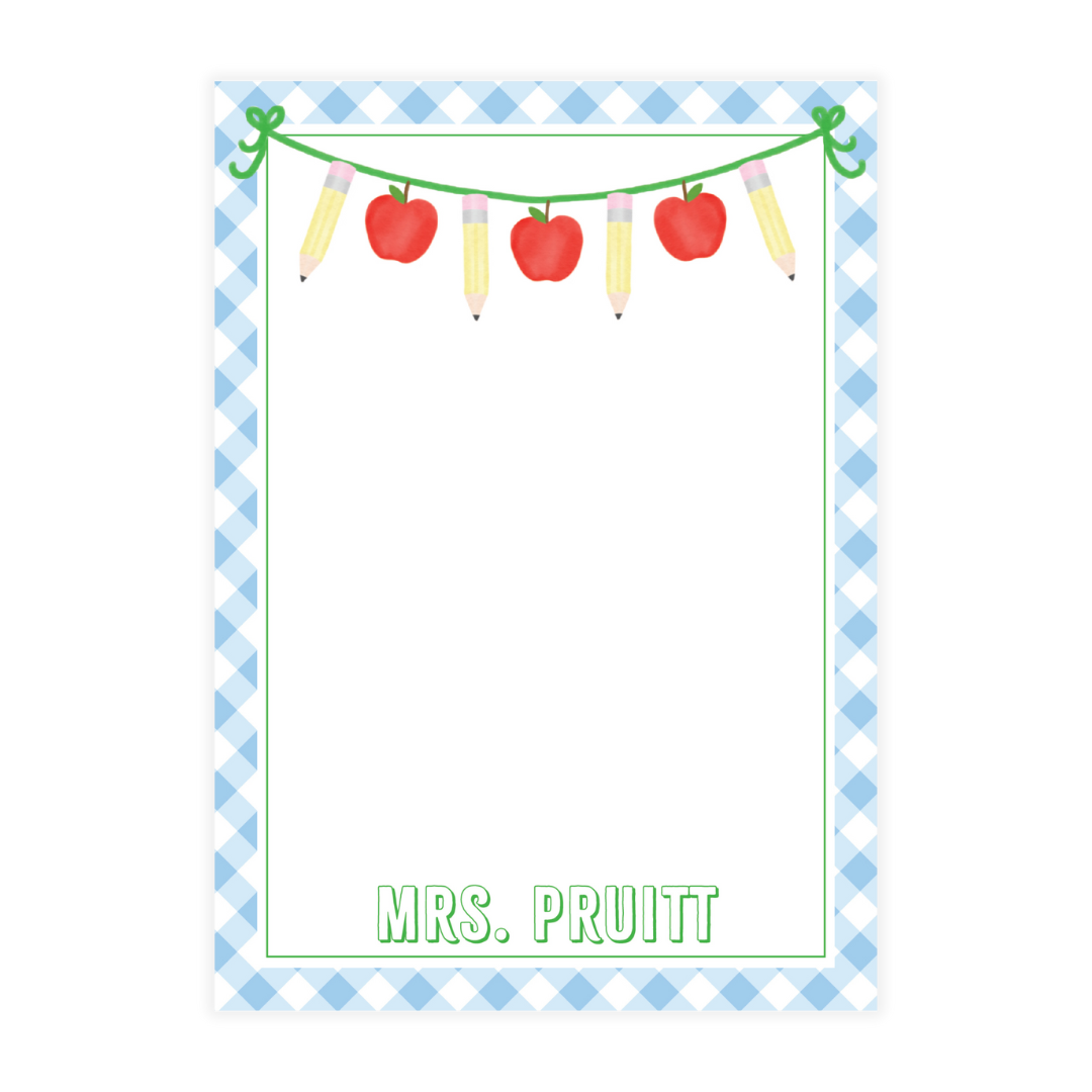 Apple and Pencil Banner Notepad