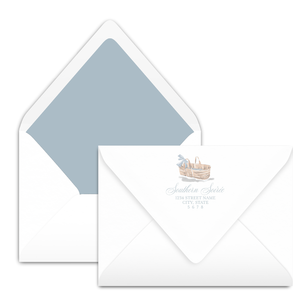 Blue Moses Basket Invitation