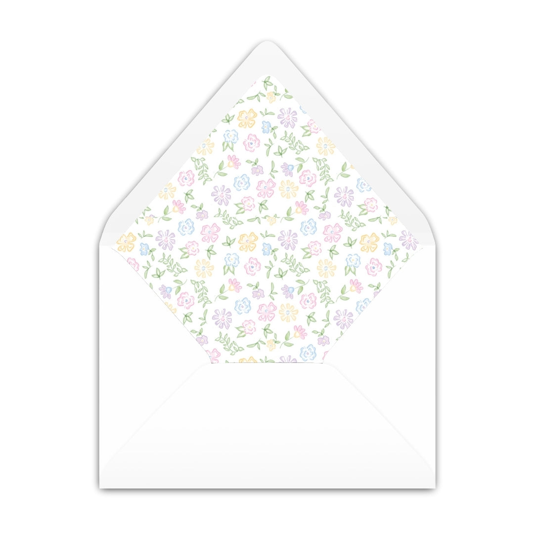 Ditsy Pastel Floral Wreath Notecard