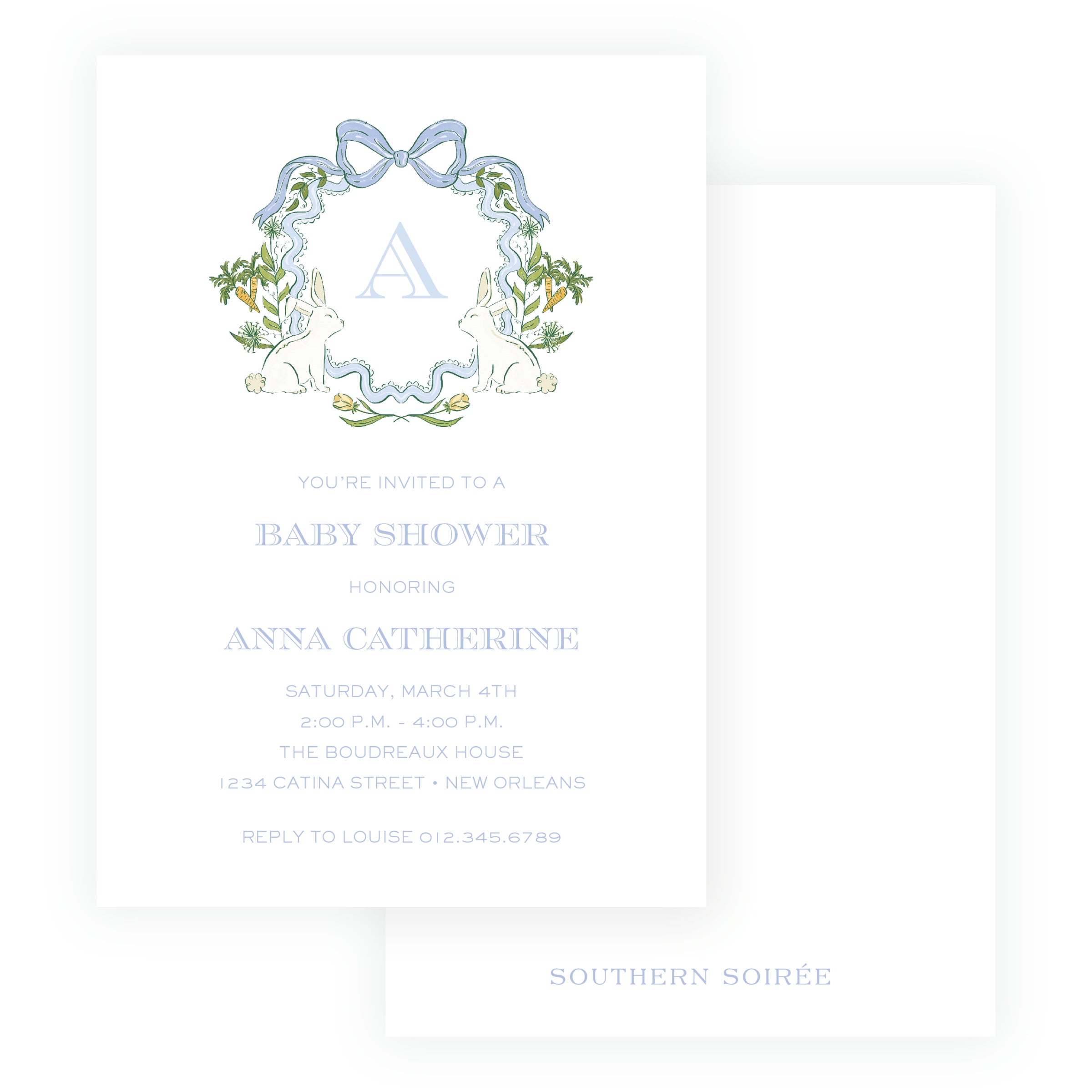 Some Bunny Blue Crest Invitation