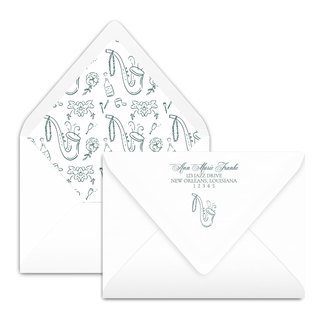 New Orleans Jazz Brunch Invitation Green