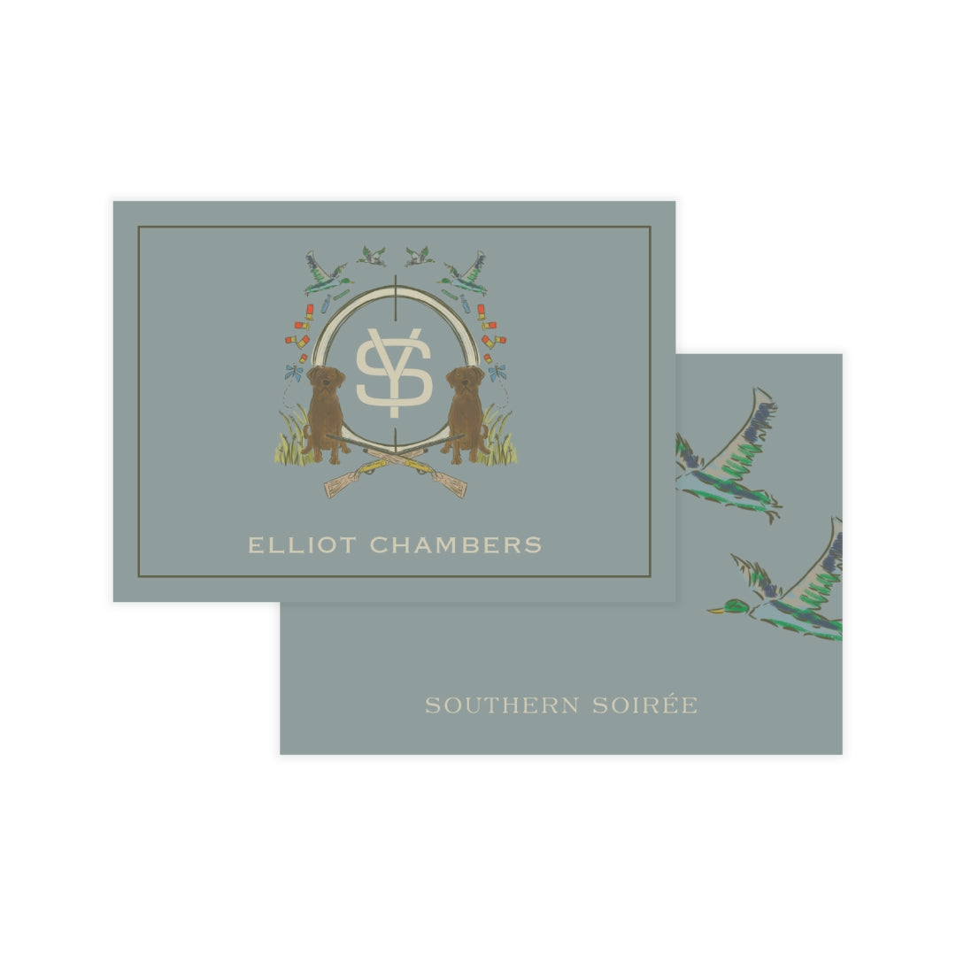 Chocolate Lab Duck Hunting Blue Crest Enclosure Card