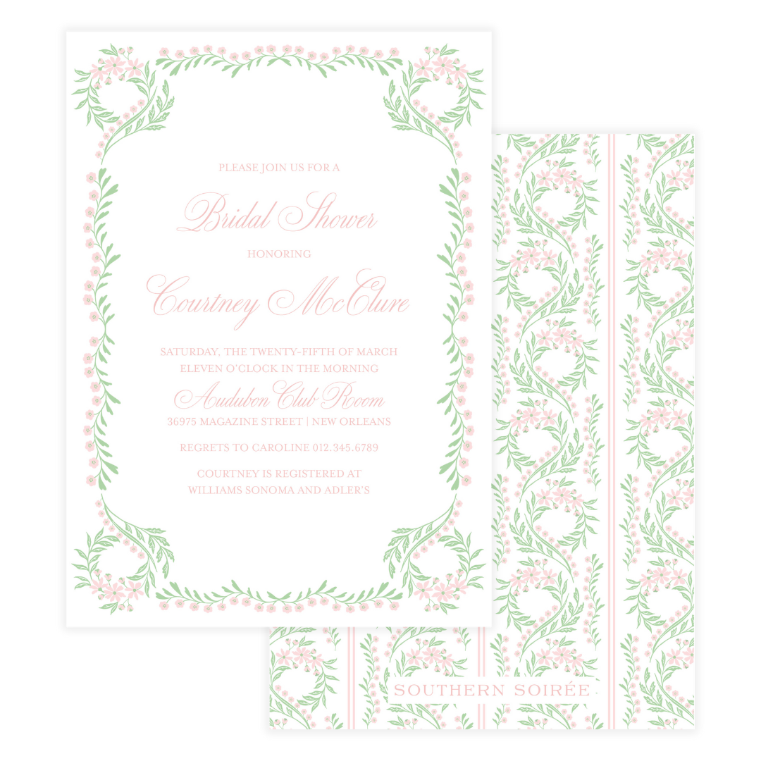 Chinoiserie Pink Block Invitation