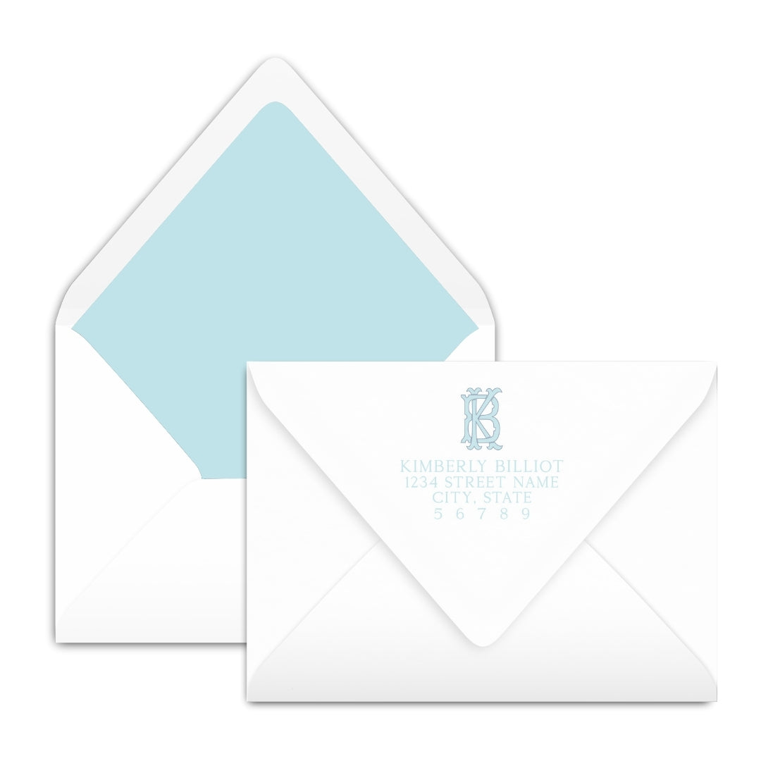 Chic Monogram Outlined Notecard