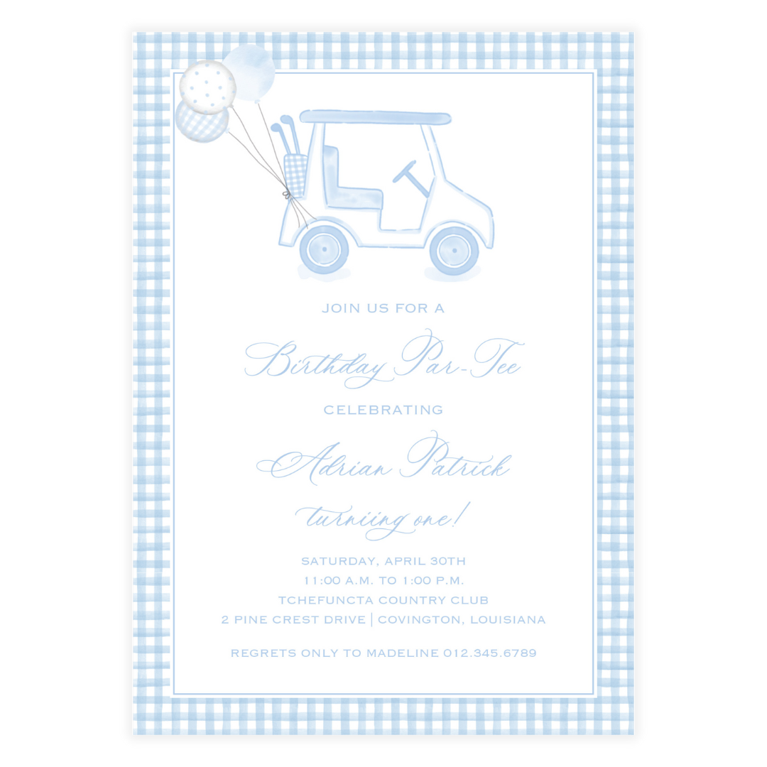 Golf Toile Blue Invitation