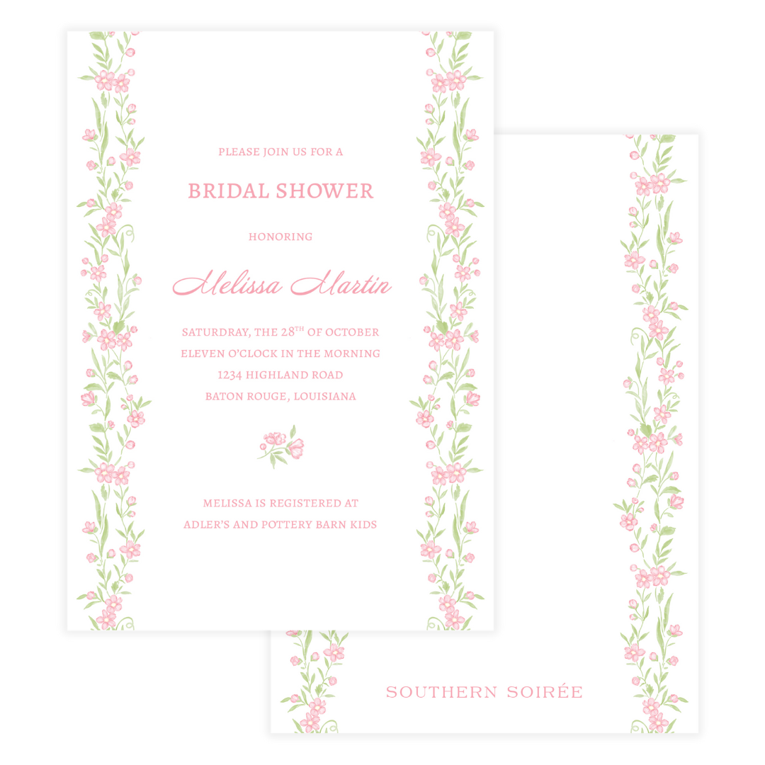 Pink Floral Vine Invitation