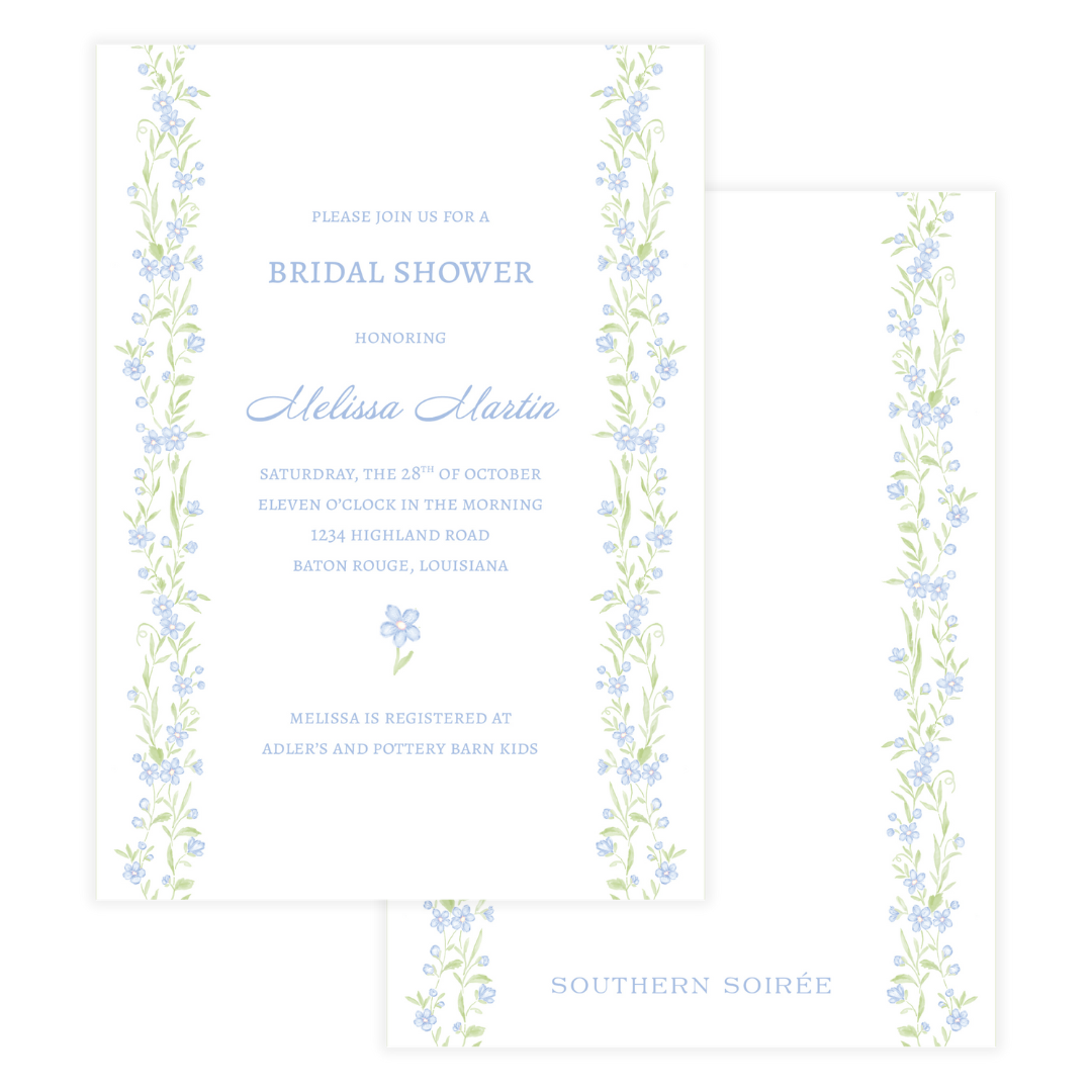Blue Floral Vine Invitation