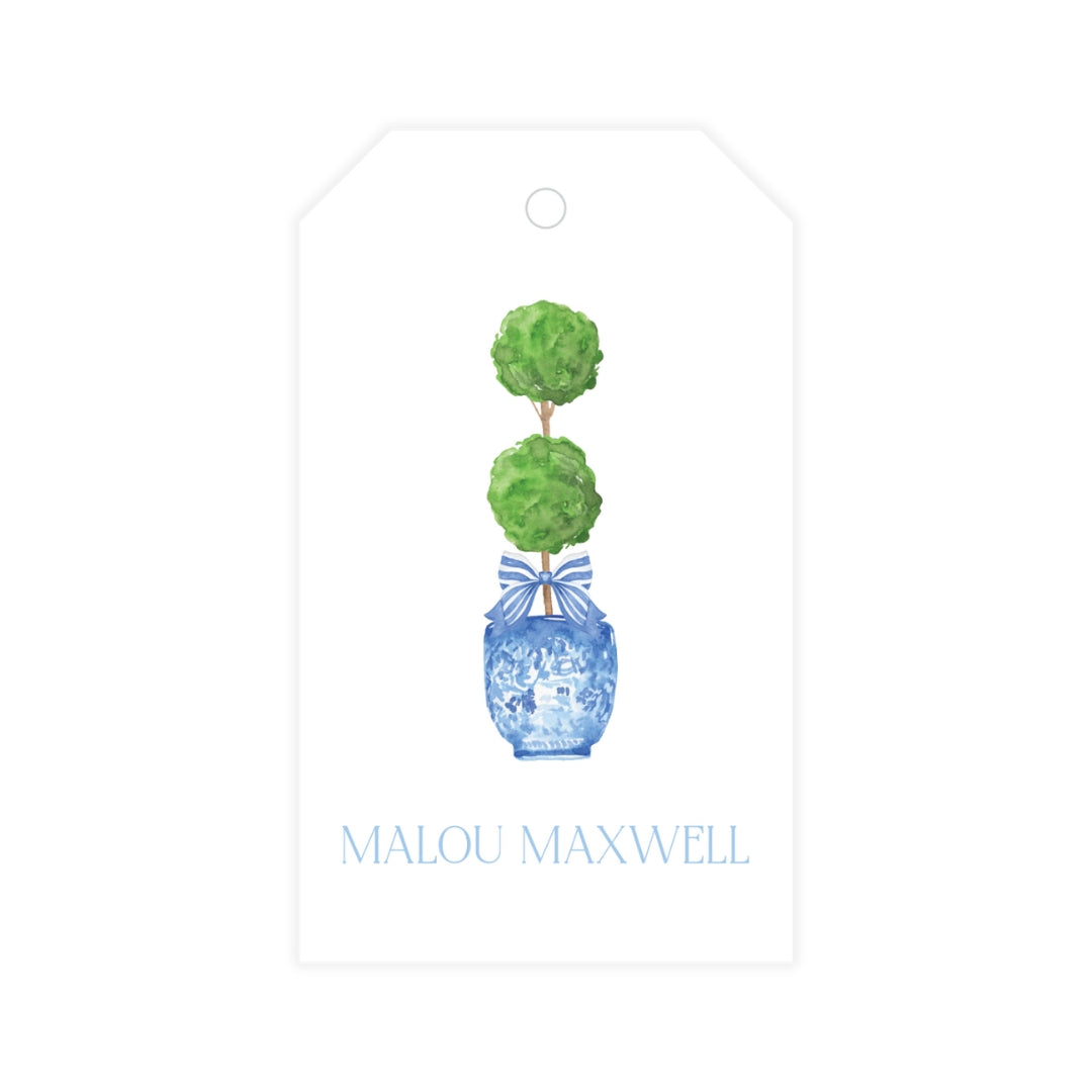 Blue Topiary Gift Tag
