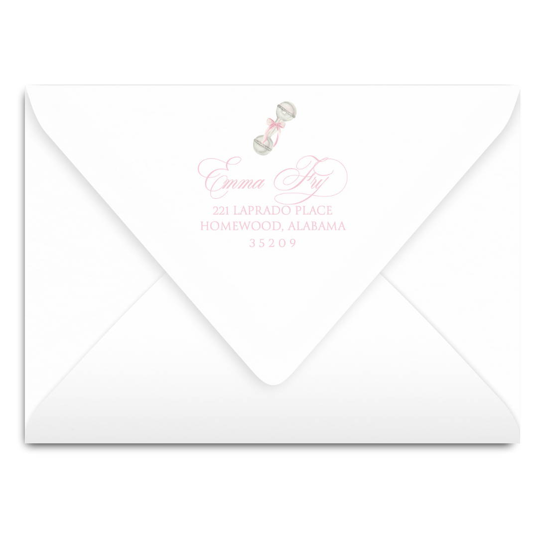 Heirloom Moments Pink Rattle Invitation