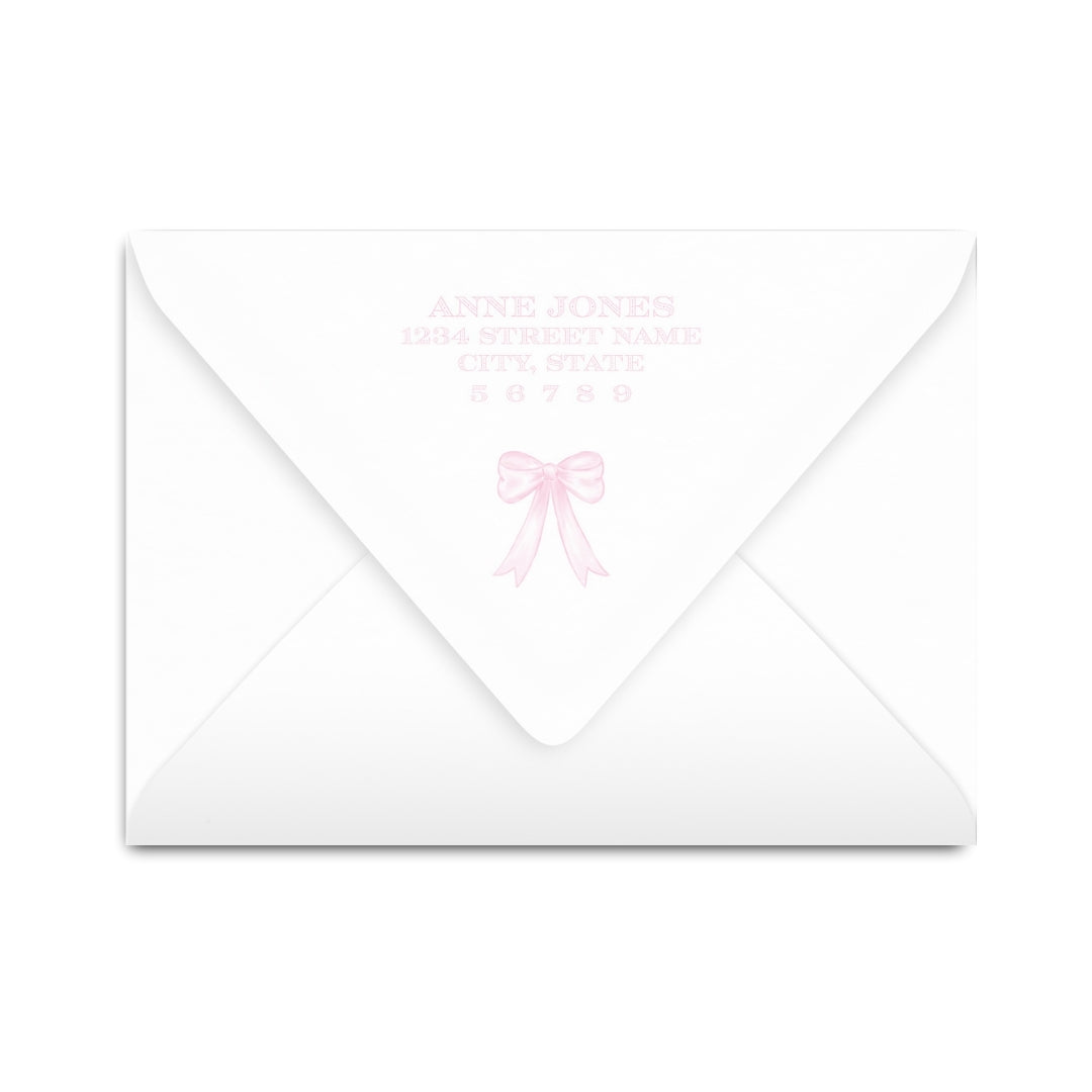 Pink Gingham with Bow Notecard