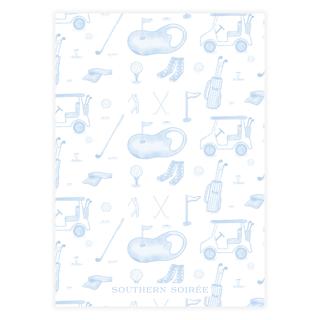 Golf Toile Blue Invitation