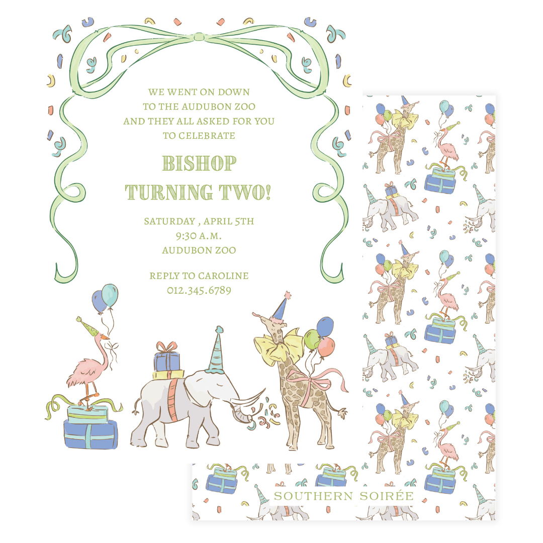 Green Party Animals Invitation