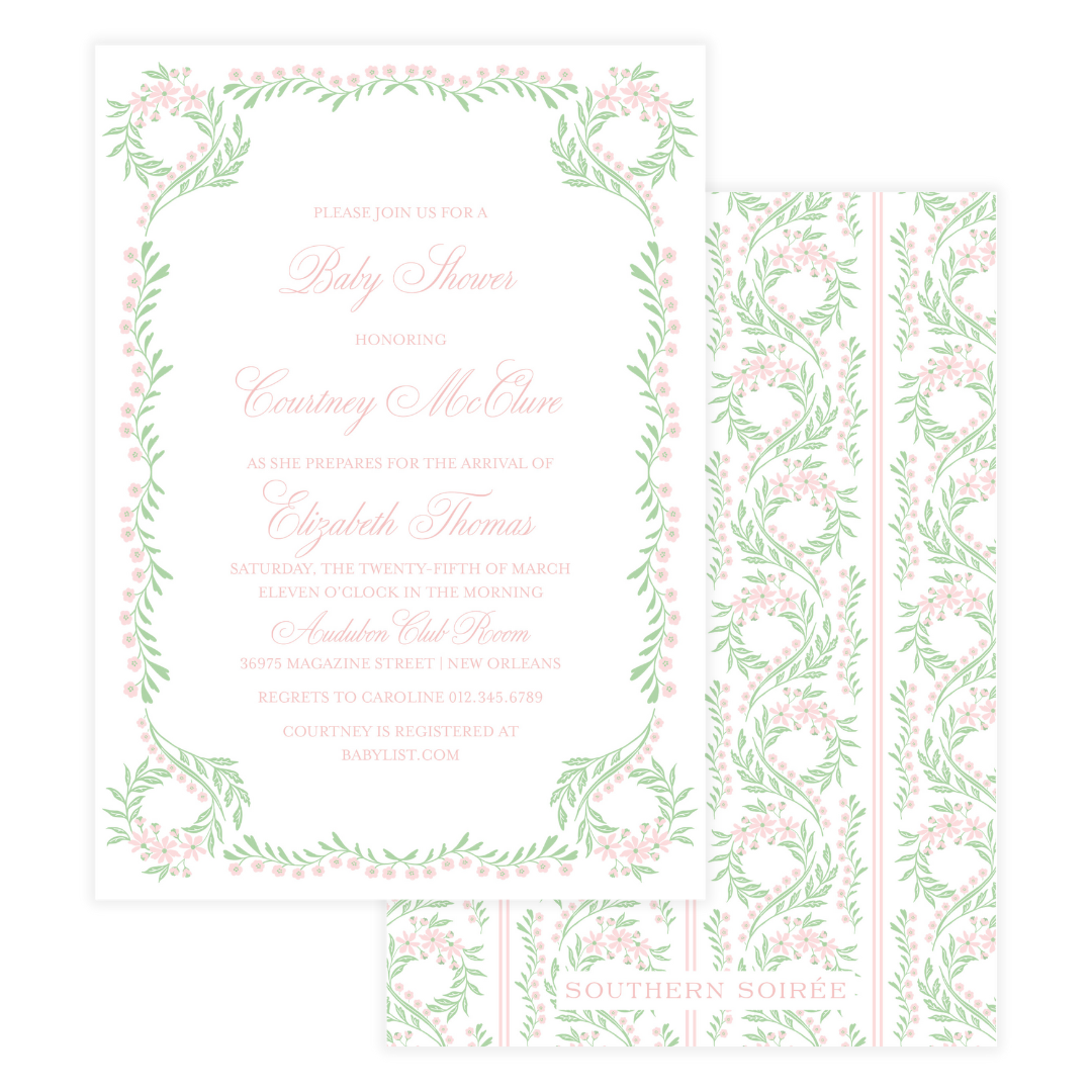 Chinoiserie Pink Block Invitation