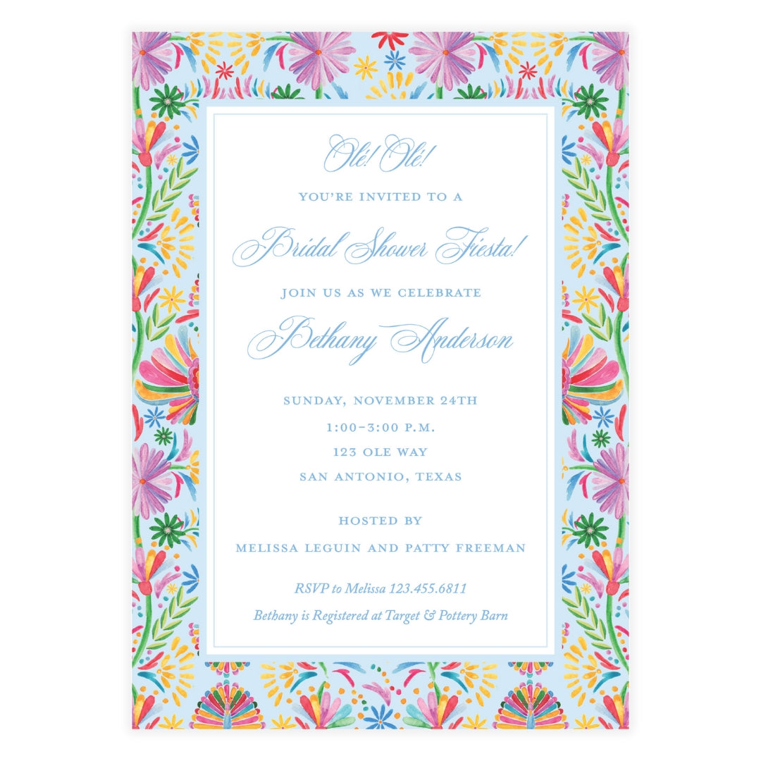 Colorful Fiesta Bridal Shower Invitation – Blue