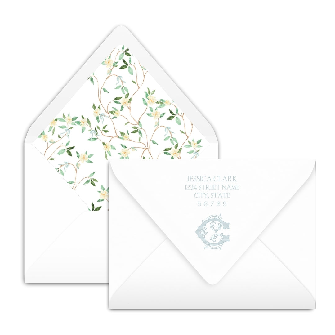 Vintage Vine Monogram with Vines Notecard