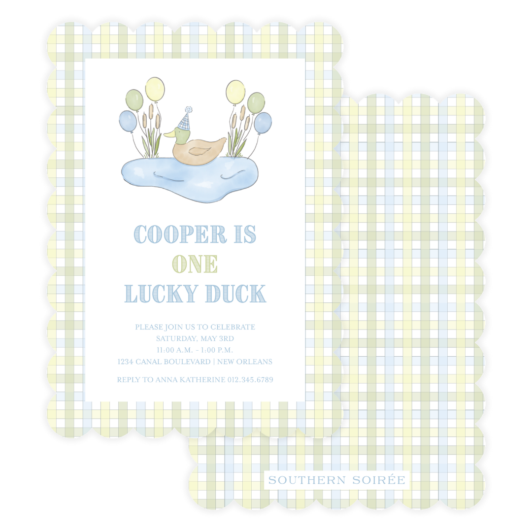 Lucky Duck in Pond Scallop Invitation