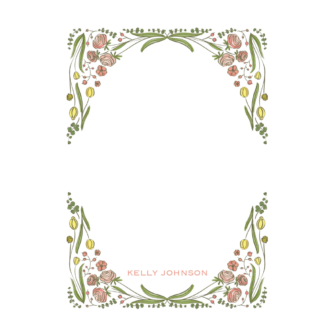 Roses and Tulips Floral Frame Notepad