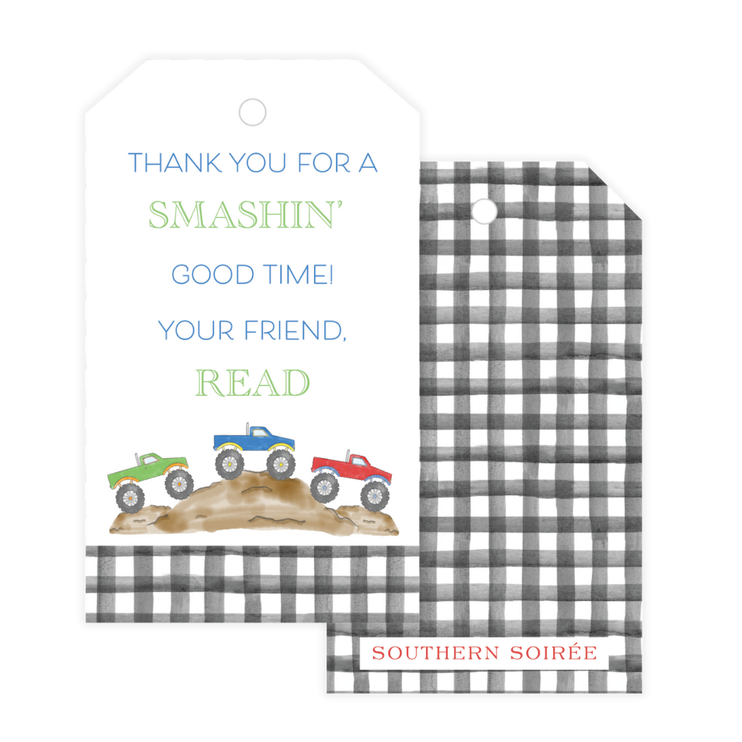 Monster Truck Party Favor Tag