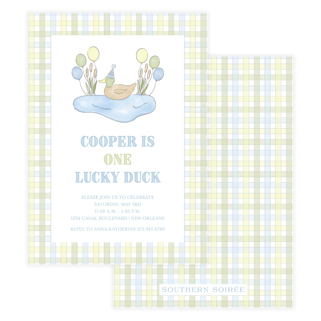 Lucky Duck in Pond Invitation