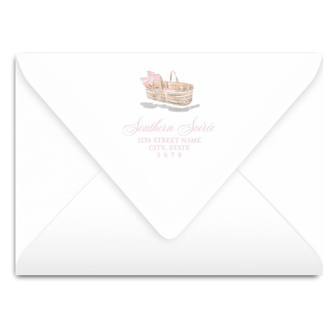 Pink Moses Basket Invitation