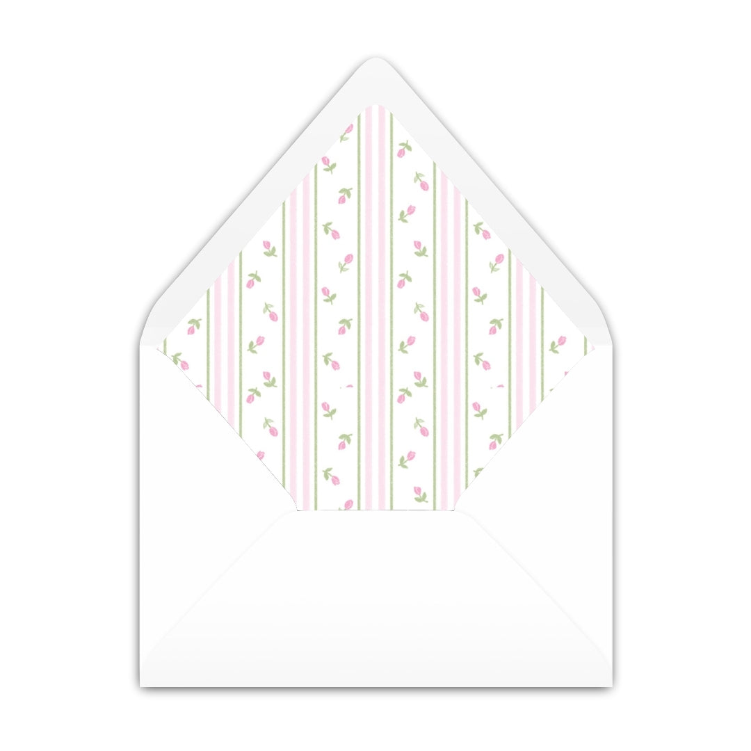 Pink Rosebud Stripe Notecard