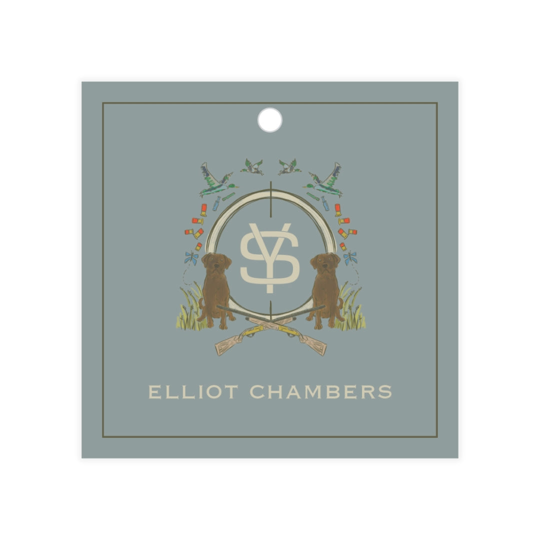Chocolate Lab Duck Hunting Blue Crest Gift Tag Square