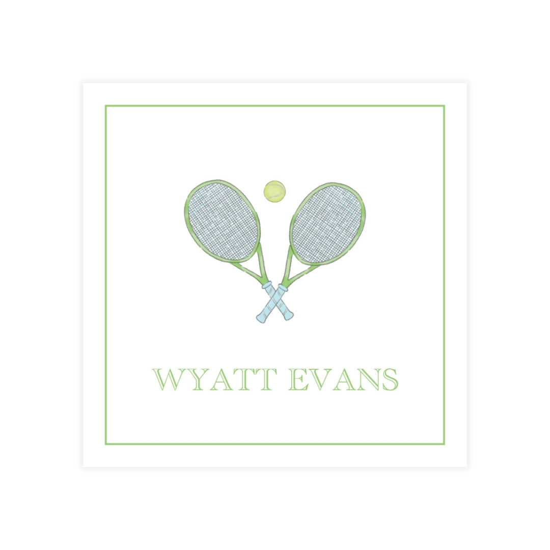 Watercolor Blue & Green Tennis Square Enclosure Card