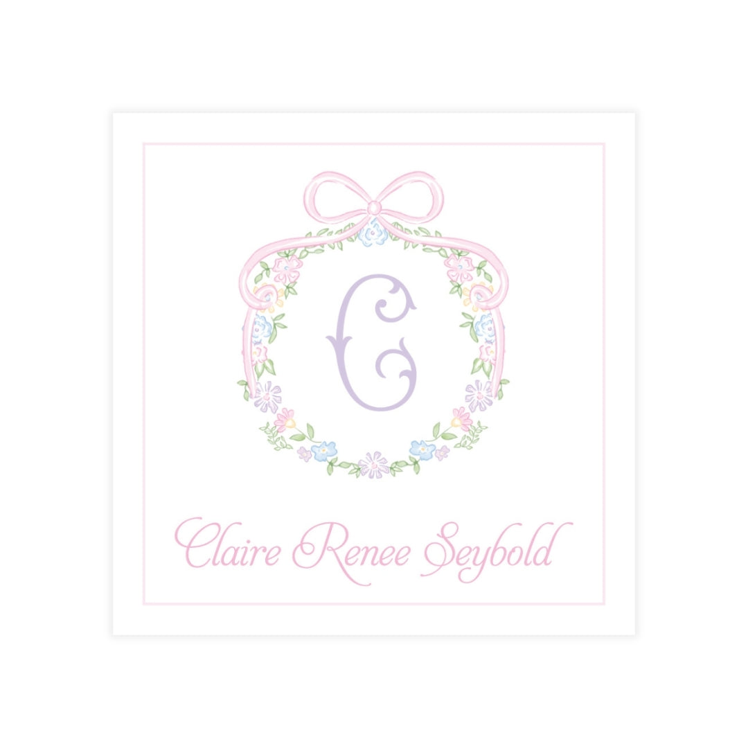 Ditsy Pastel Floral Wreath Square Enclosure Card