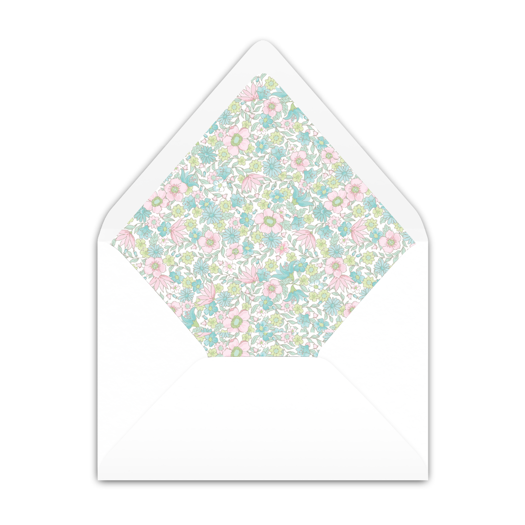Ditsy Pink & Green Floral Notecard