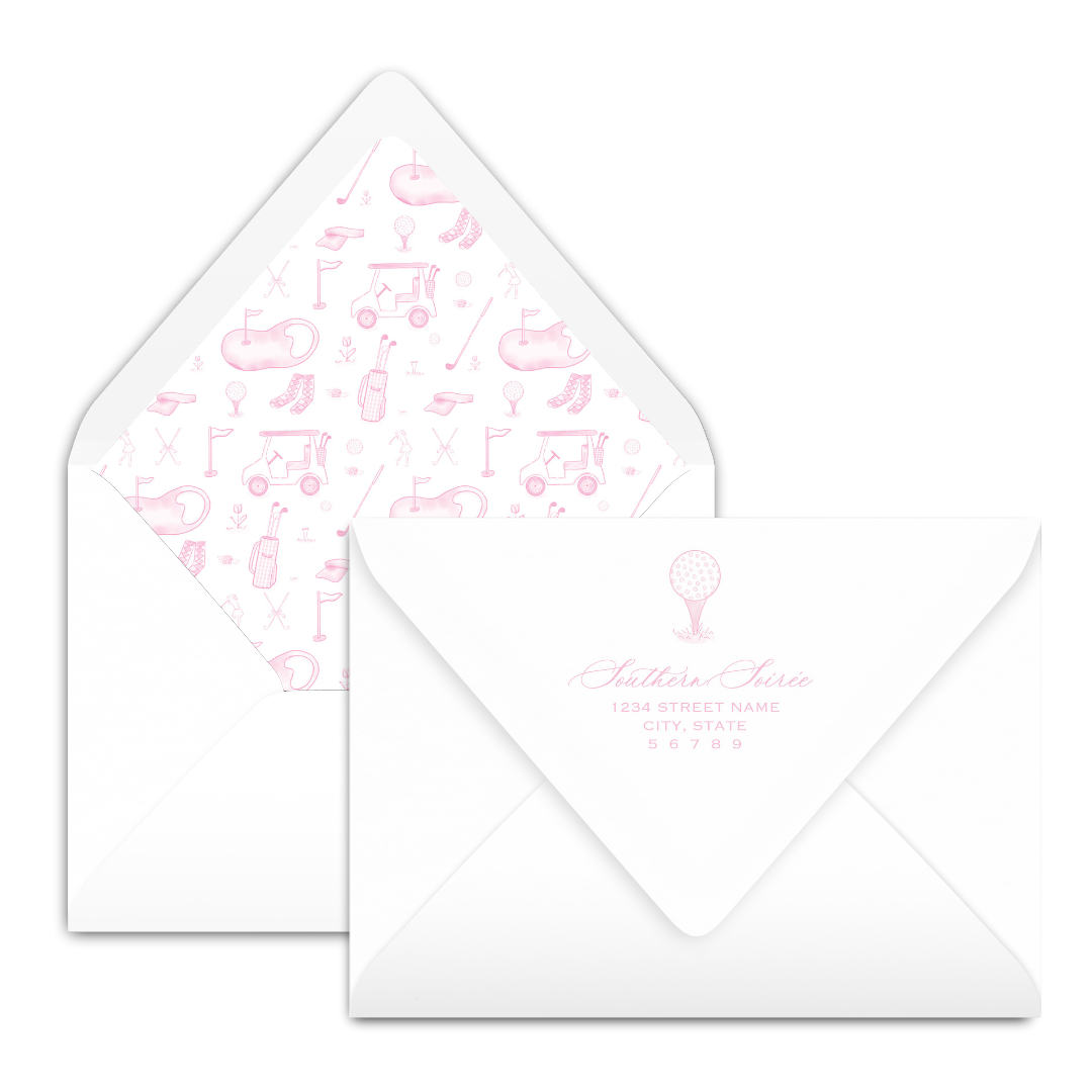 Golf Toile Pink Invitation