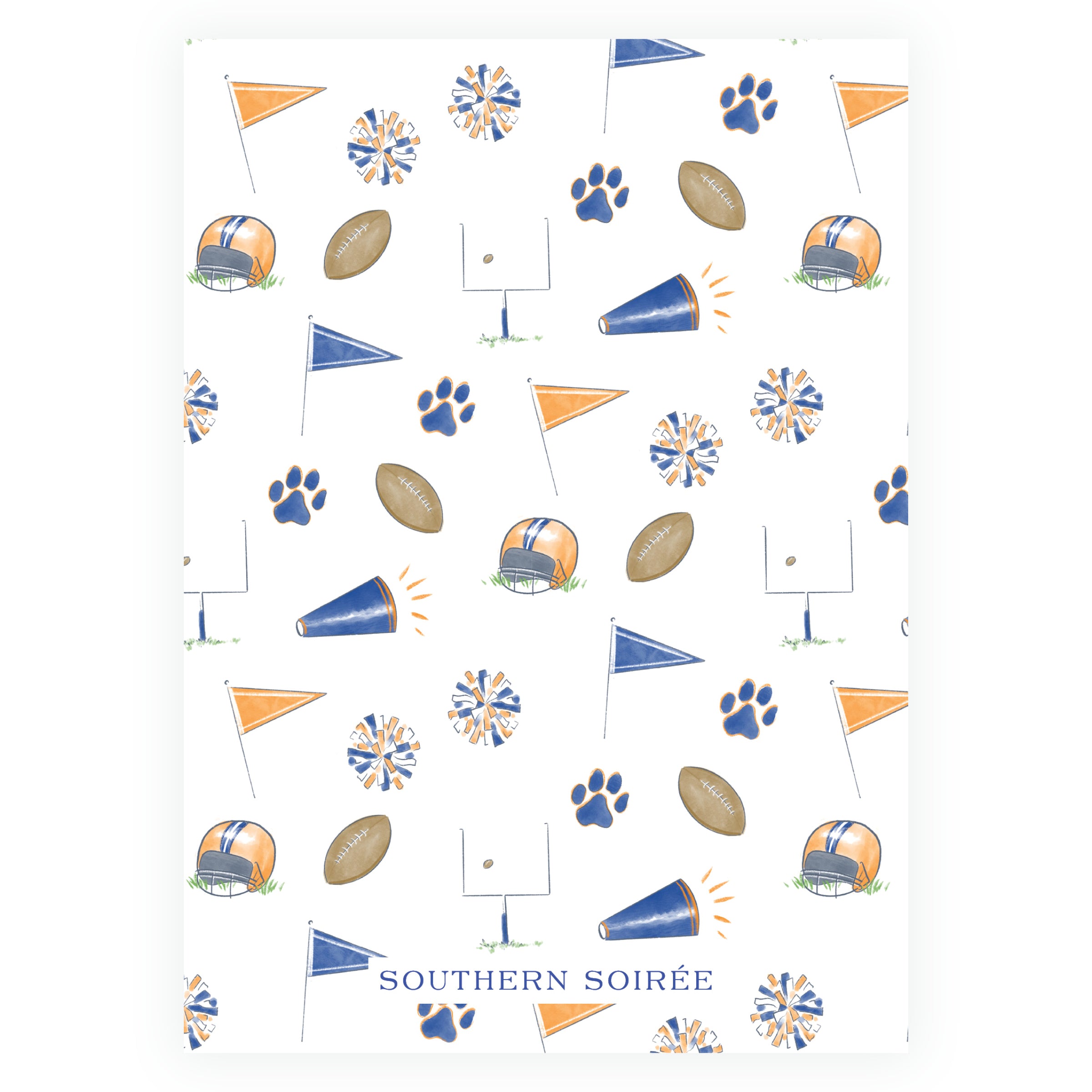 Orange & Navy Football Equipment Birthday Invitation - Team Spirit