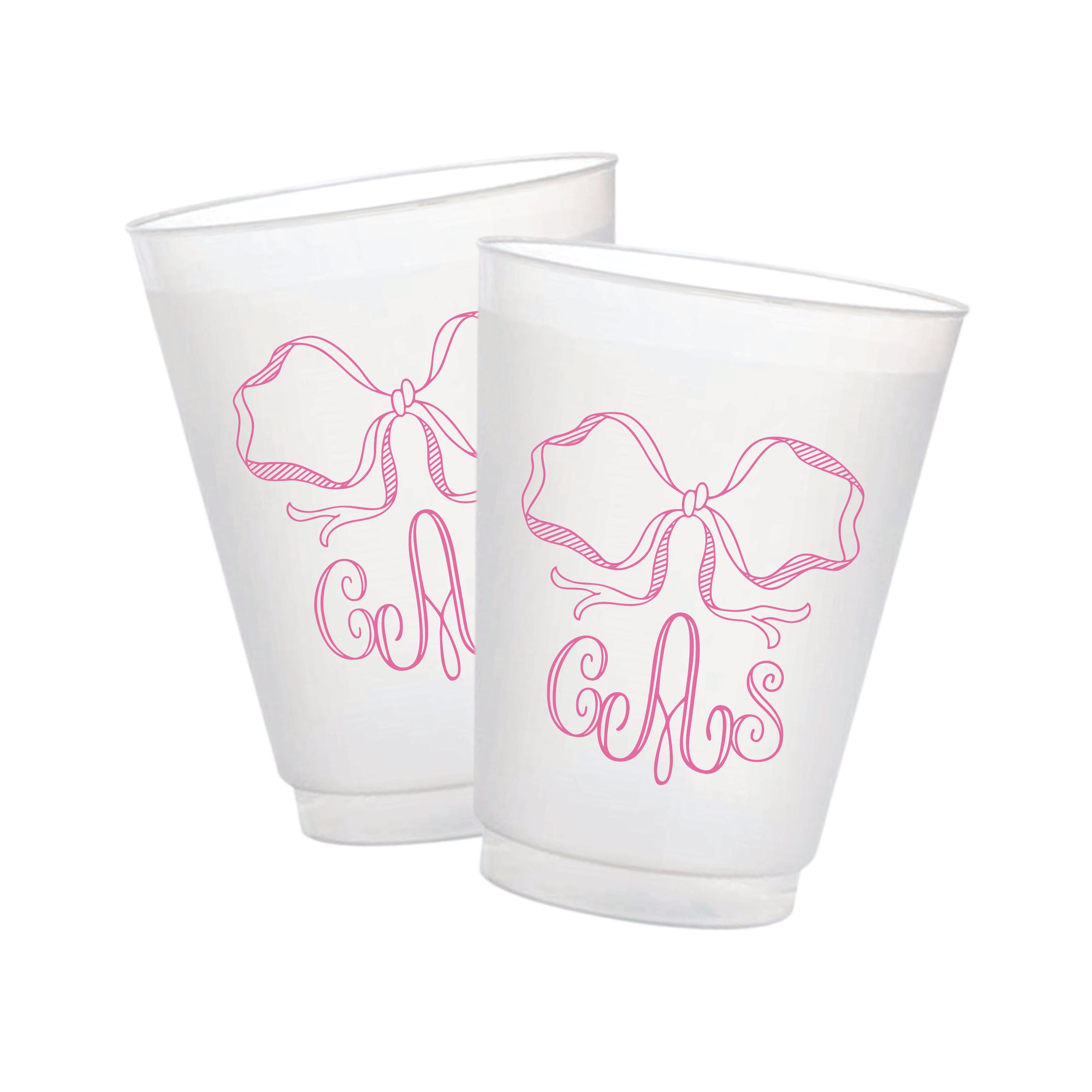 Personalized Big Bow Monogram Frosted Cups | Custom Party Cups