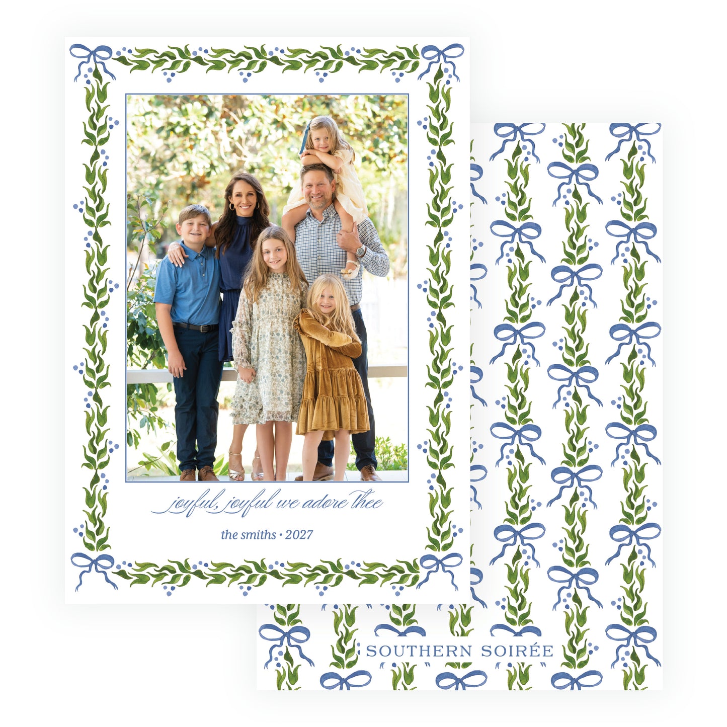 Classic Holly Garland Frame Blue