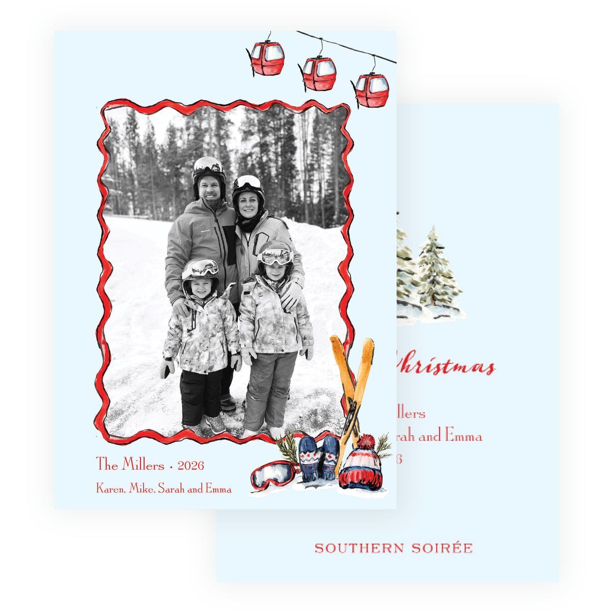 Alpine Holiday – Gondola Cheer Personalized Holiday Photo Card