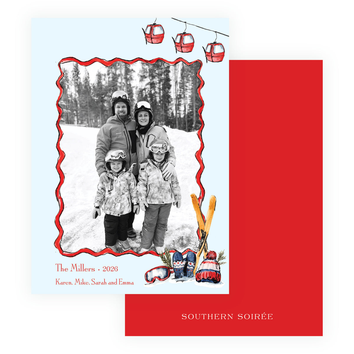 Alpine Holiday – Gondola Cheer Personalized Holiday Photo Card