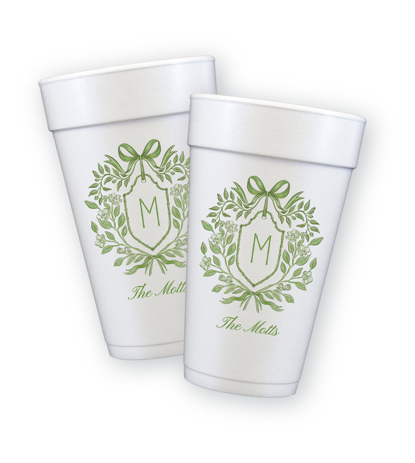 Botanical Ribbon Styrofoam Cups