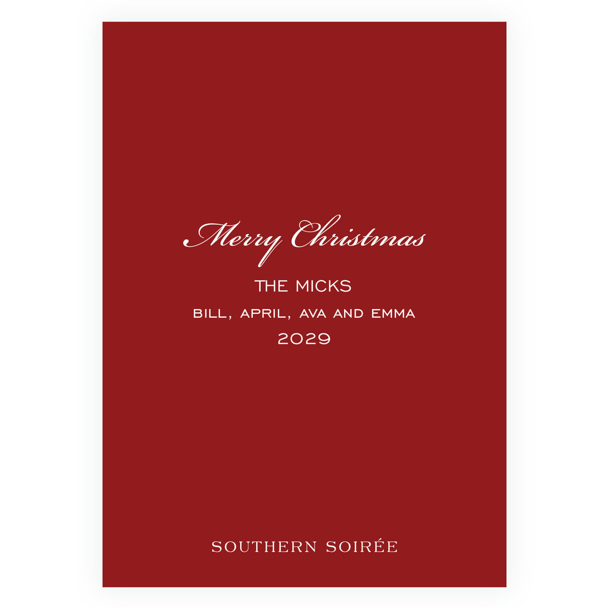 Decked in Garland – Burgundy Wreath Personalized Christmas Photo Card