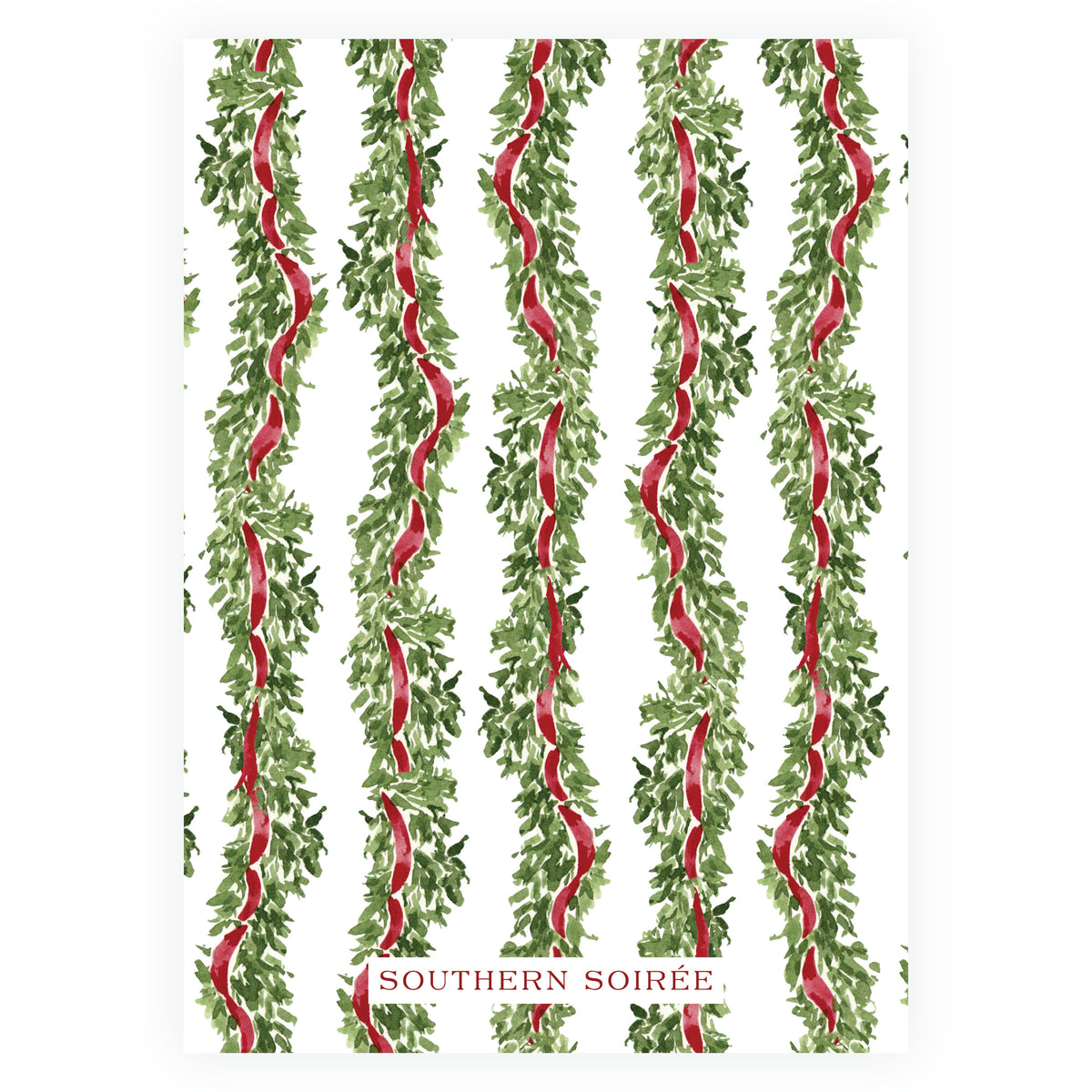 Decked in Garland – Burgundy Wreath Personalized Christmas Photo Card
