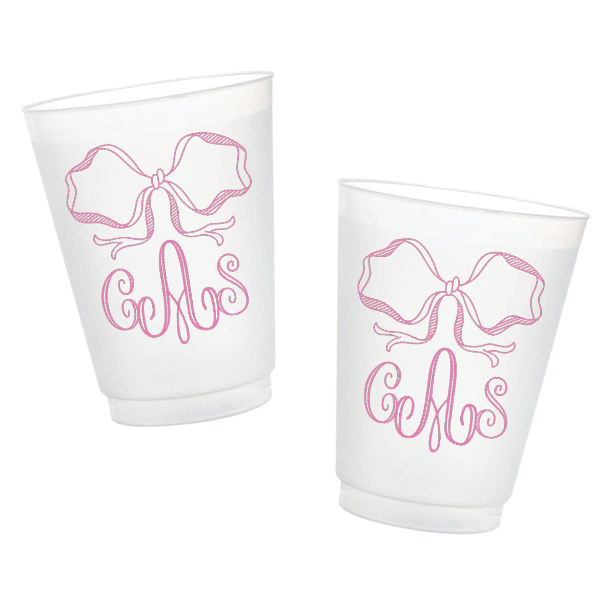 Personalized Big Bow Monogram Frosted Cups | Custom Party Cups