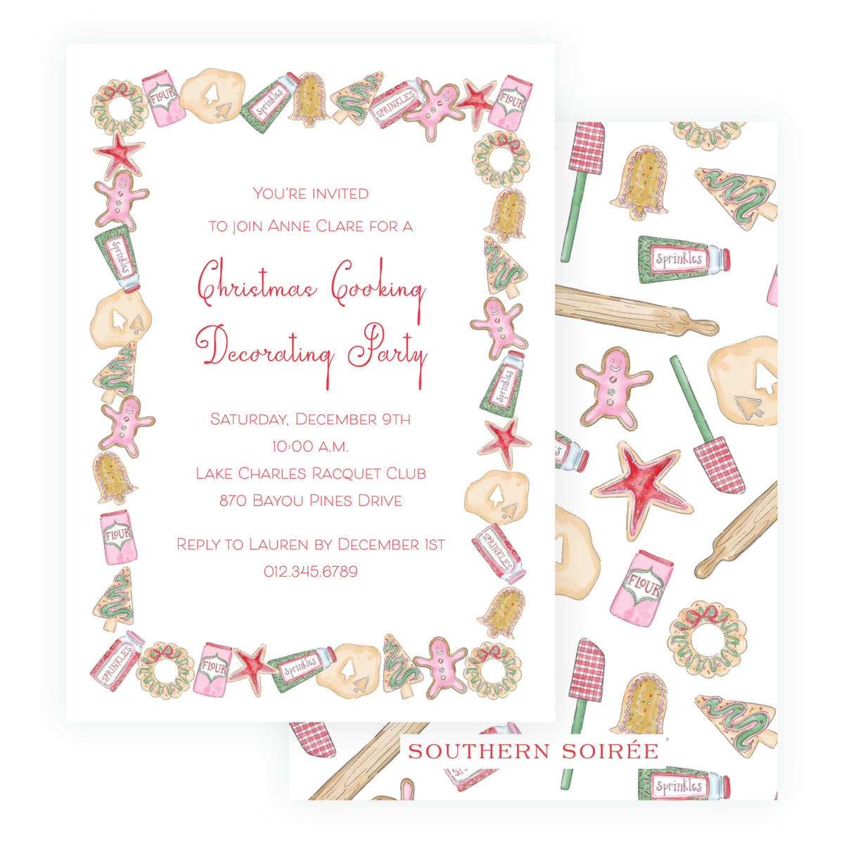 Dashing Through the Dough Christmas Cookie Decorating Party Invitation