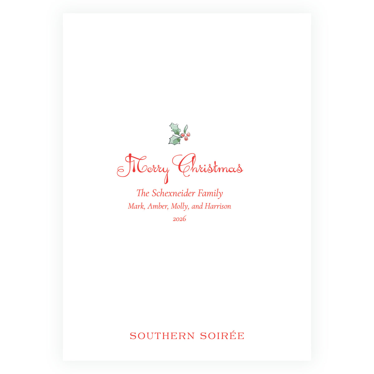 Holiday Holly Full Border Personalized Christmas Photo Card