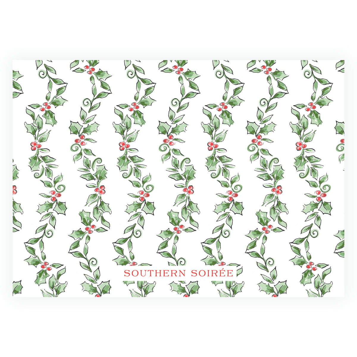 Holiday Holly Landscape Greeting Personalized Christmas Photo Card