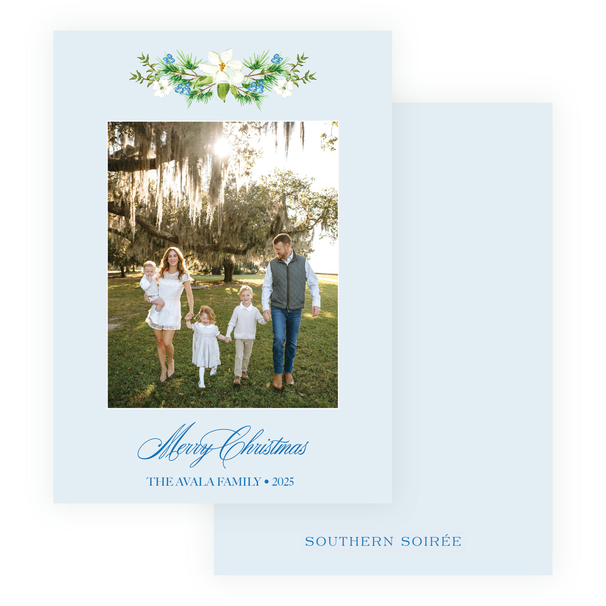 Holiday Blossom Botanical Personalized Christmas Photo Card