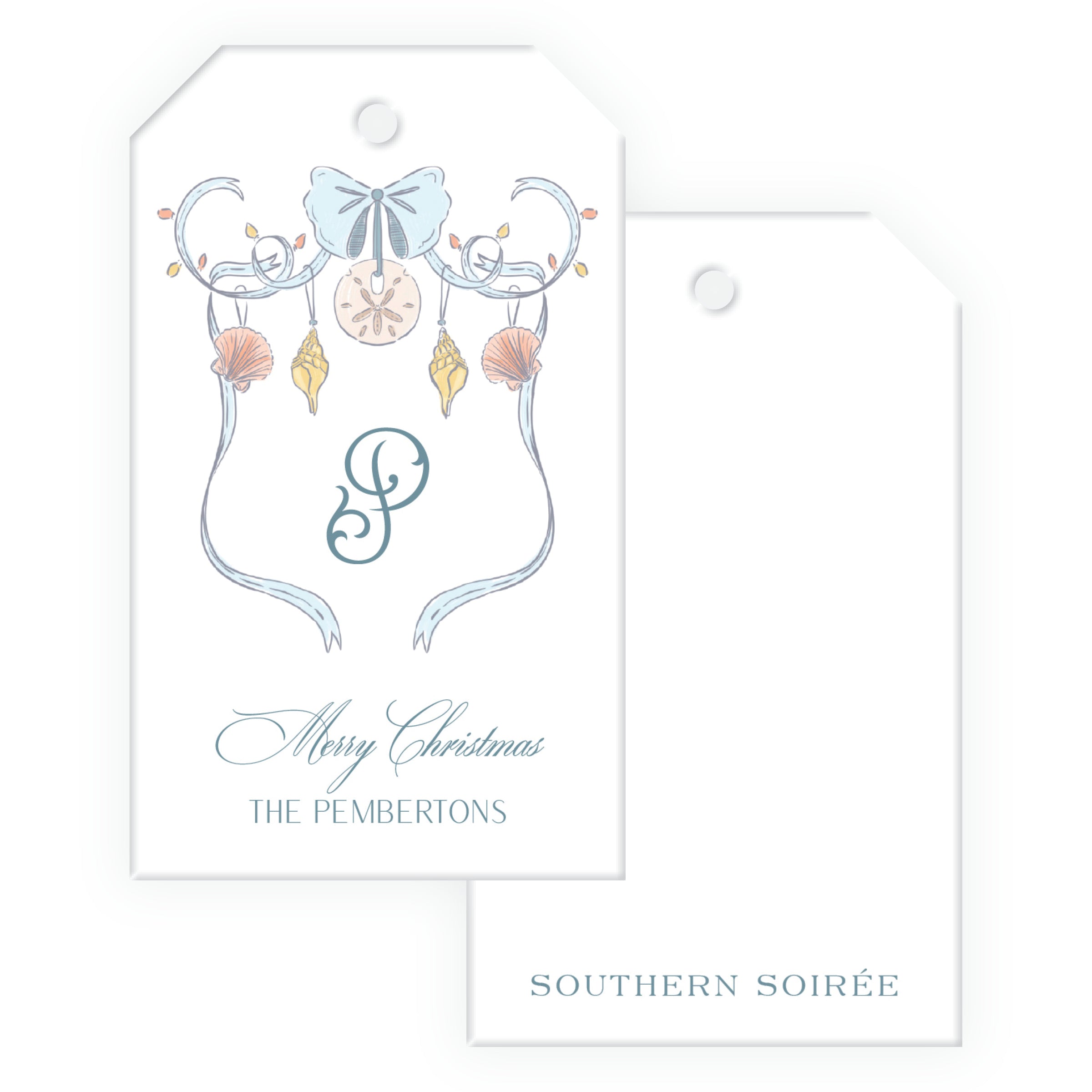Coastal Christmas Crest Gift Tag