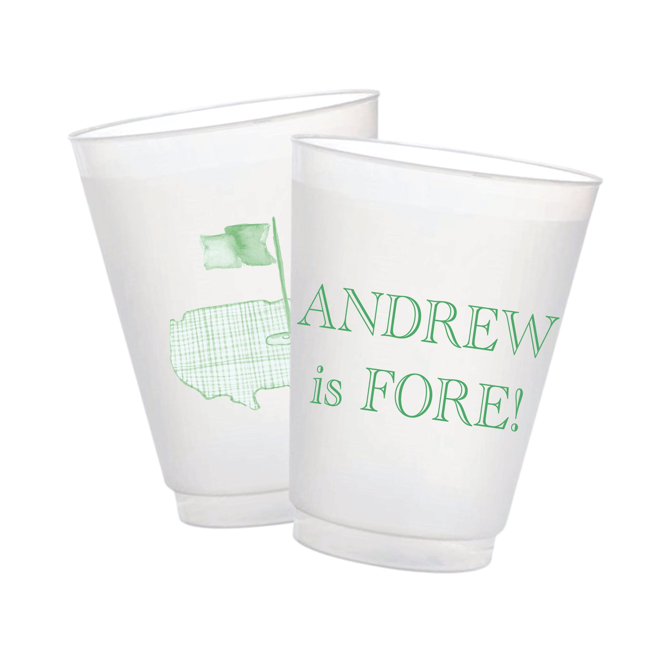 Personalized Name Is Fore golf course birthday frosted cups