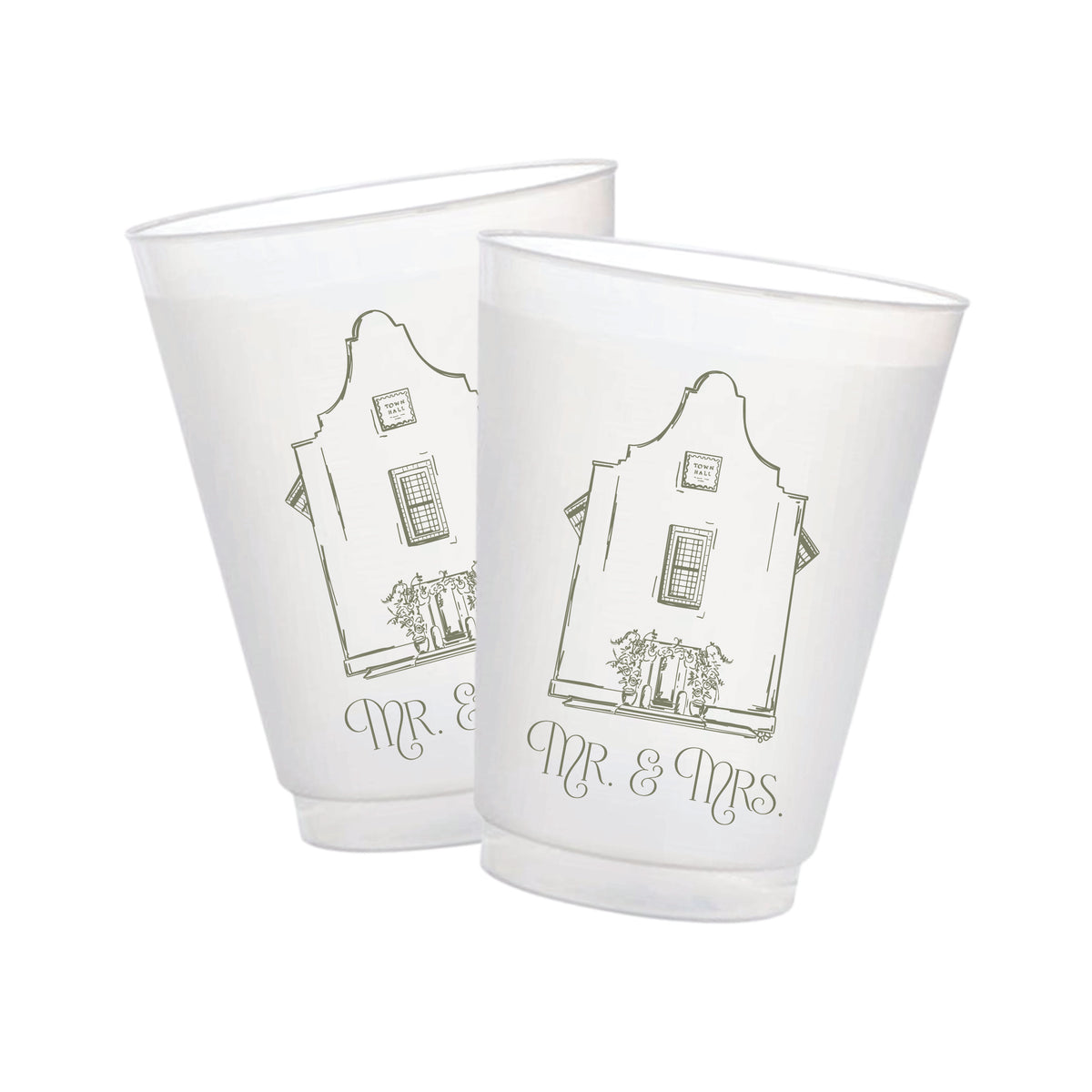 Personalized Rosemary Beach Town Hall frosted cups
