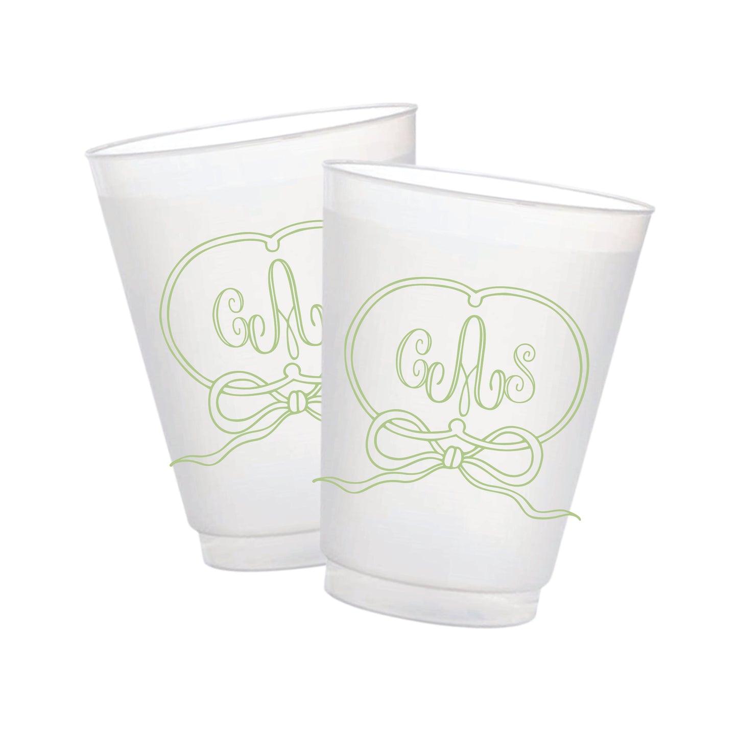 Monogram Oval Bow Frame Frosted Cups
